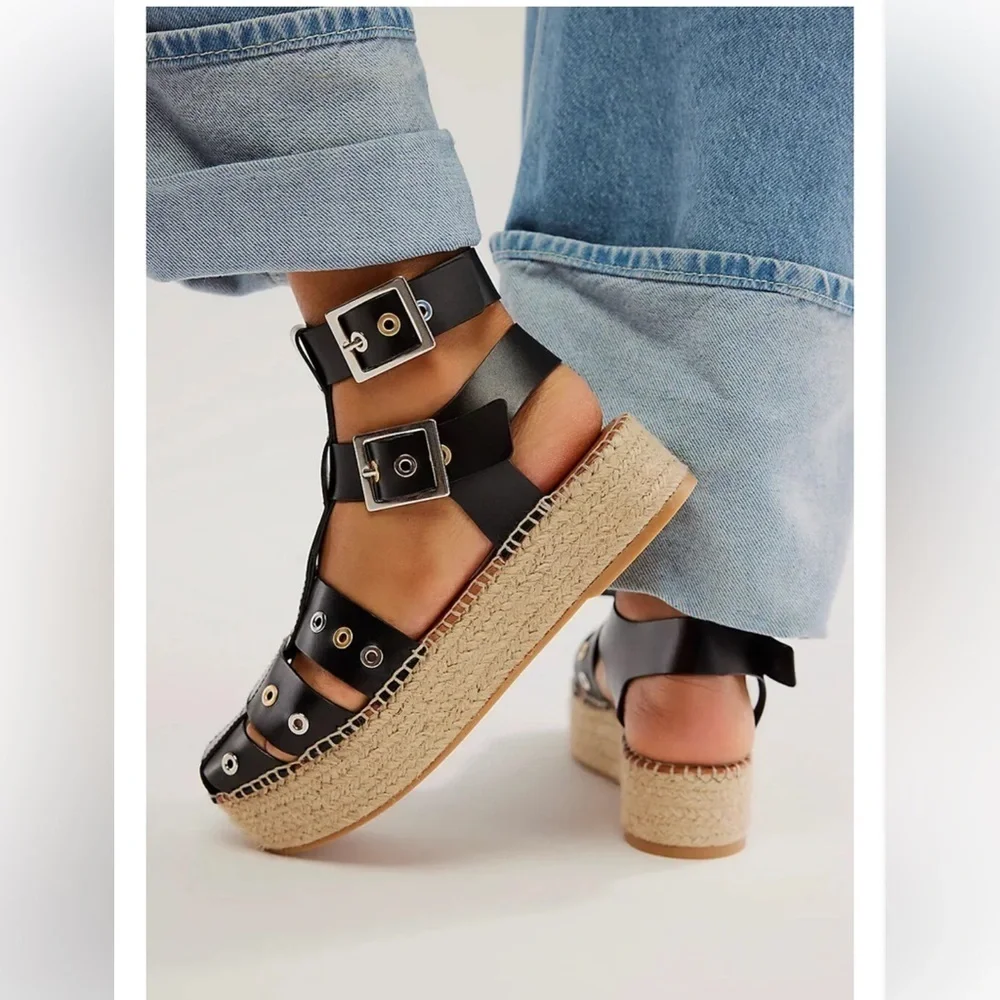 NWT Free People Gable Glad Ankle Strap Espadrille Platform Sandal Sz 40